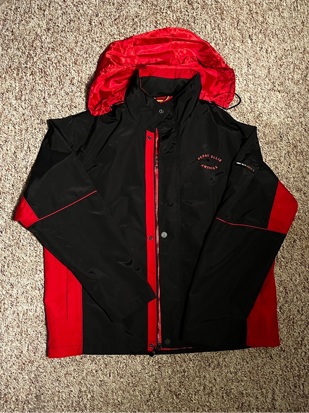 Perry Ellis Men's Black & Red Windbreaker Jacket - Picture 2 of 6